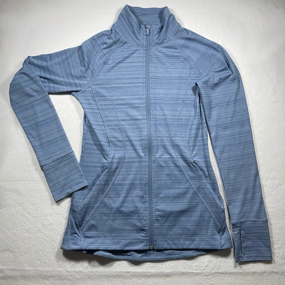 Athleta Women's Blue Heathered Full Zip Athletic Jacket Thumbholes X